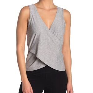 Beyond Yoga Gray Plunge V-Neck Sleeveless Gray Jersey Tank Top Womens Sz L